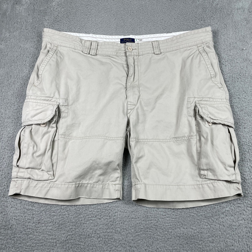 Polo Ralph Lauren Classic Chino Cargo Shorts Mens 48 Tan Khaki Cotton Twill 9"